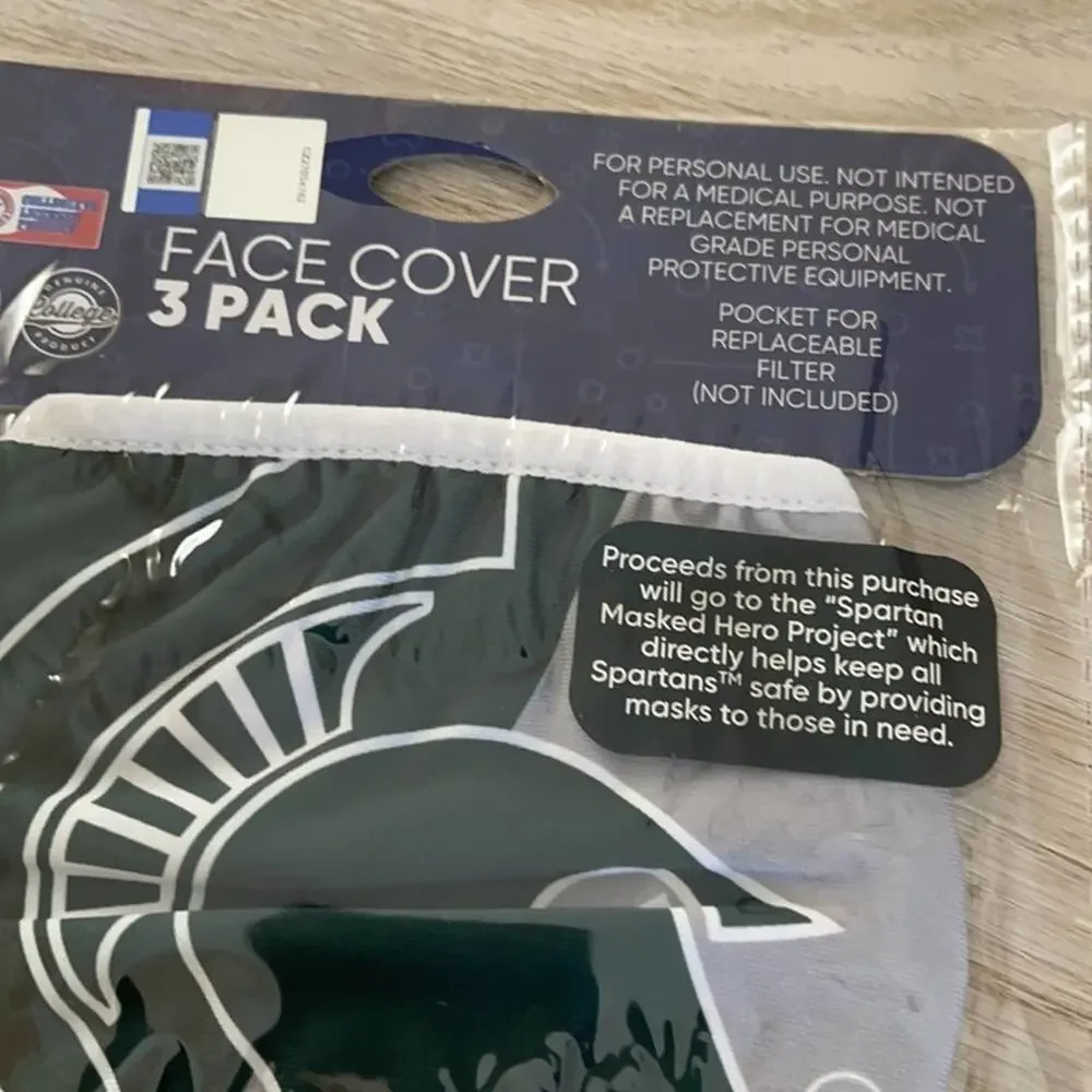 MICHIGAN STATE SPARTANS Adult 3-Pack Face Masks